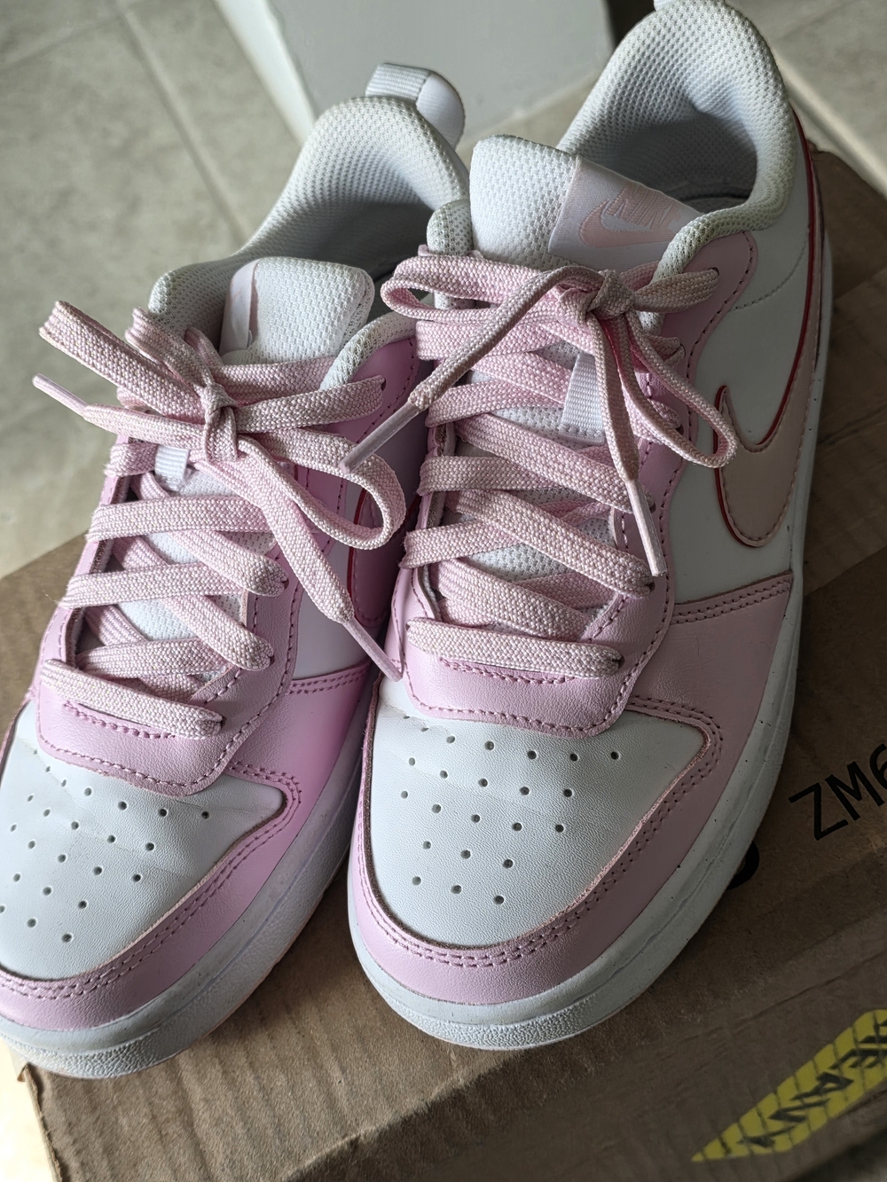 Nike Big Girl’s Pink & White Low-Top Sneakers
